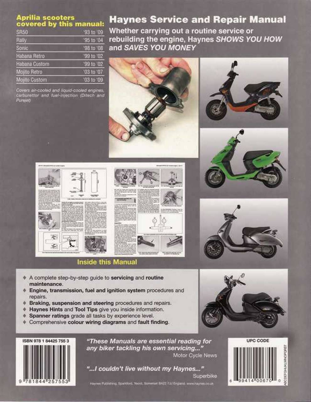 Aprilia habana mojito 50 125 150 1999-2012 repair service