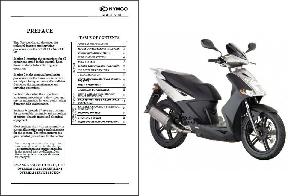 Инструкция по обслуживанию электрической части скутера Kymco Vitality 50