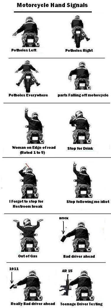 Как показать поворот рукой на мотоцикле