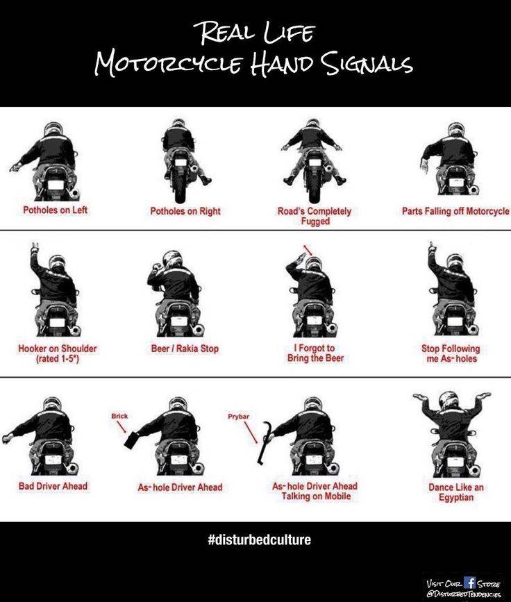 Жесты мотоциклистов на дороге: стандартные и неофициальные жесты | мотошкола карат
